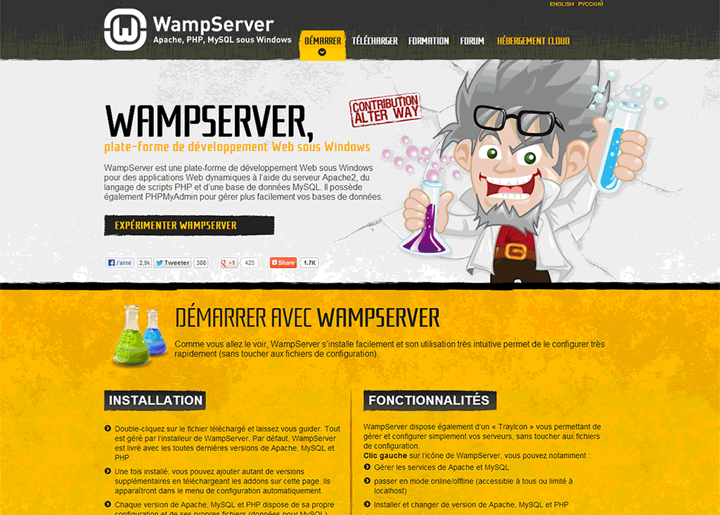 Le site de la plateforme WAMPSERVER...